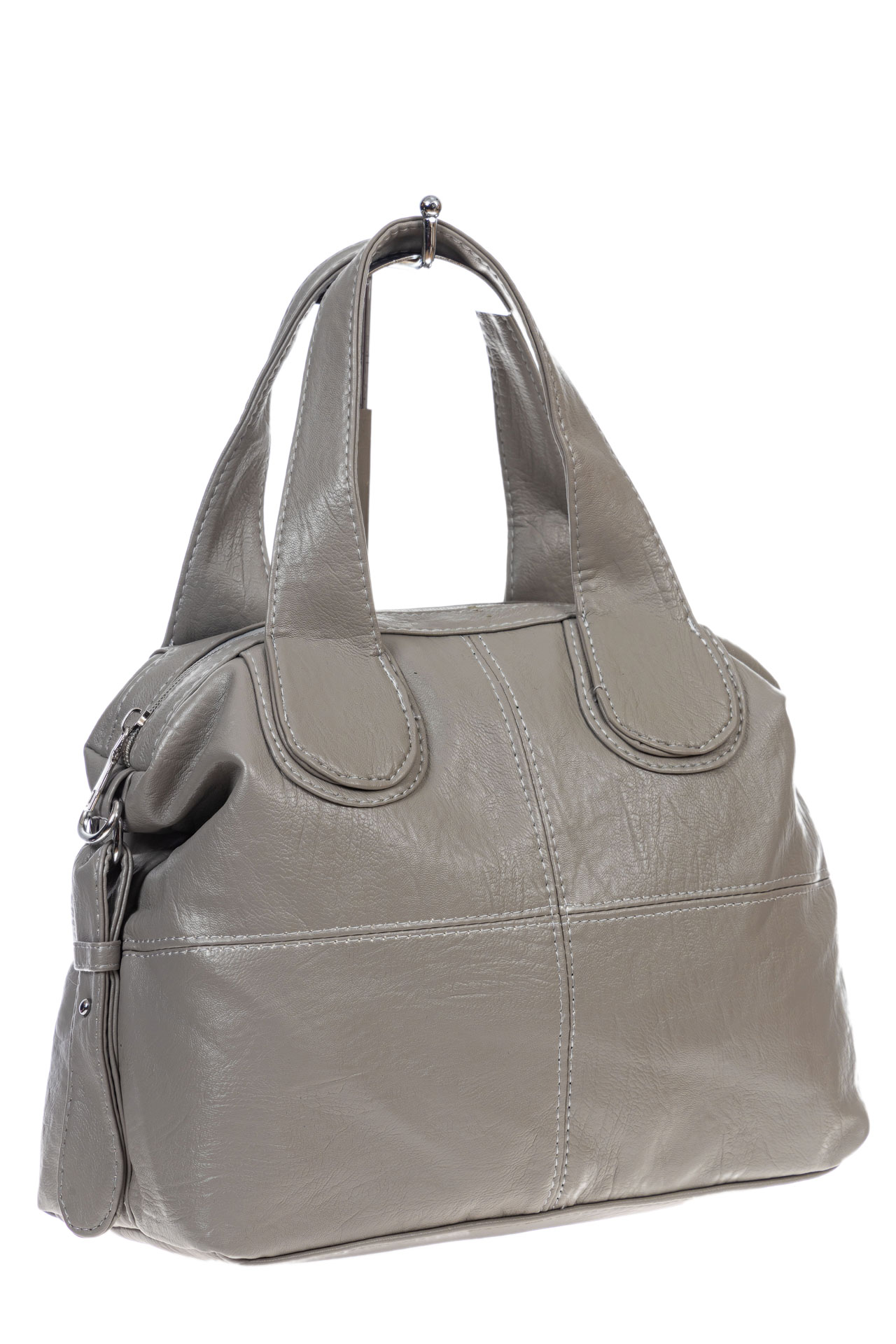 На фото 3 -  Женская классическая сумка из искусственной кожи, цвет серо-белый