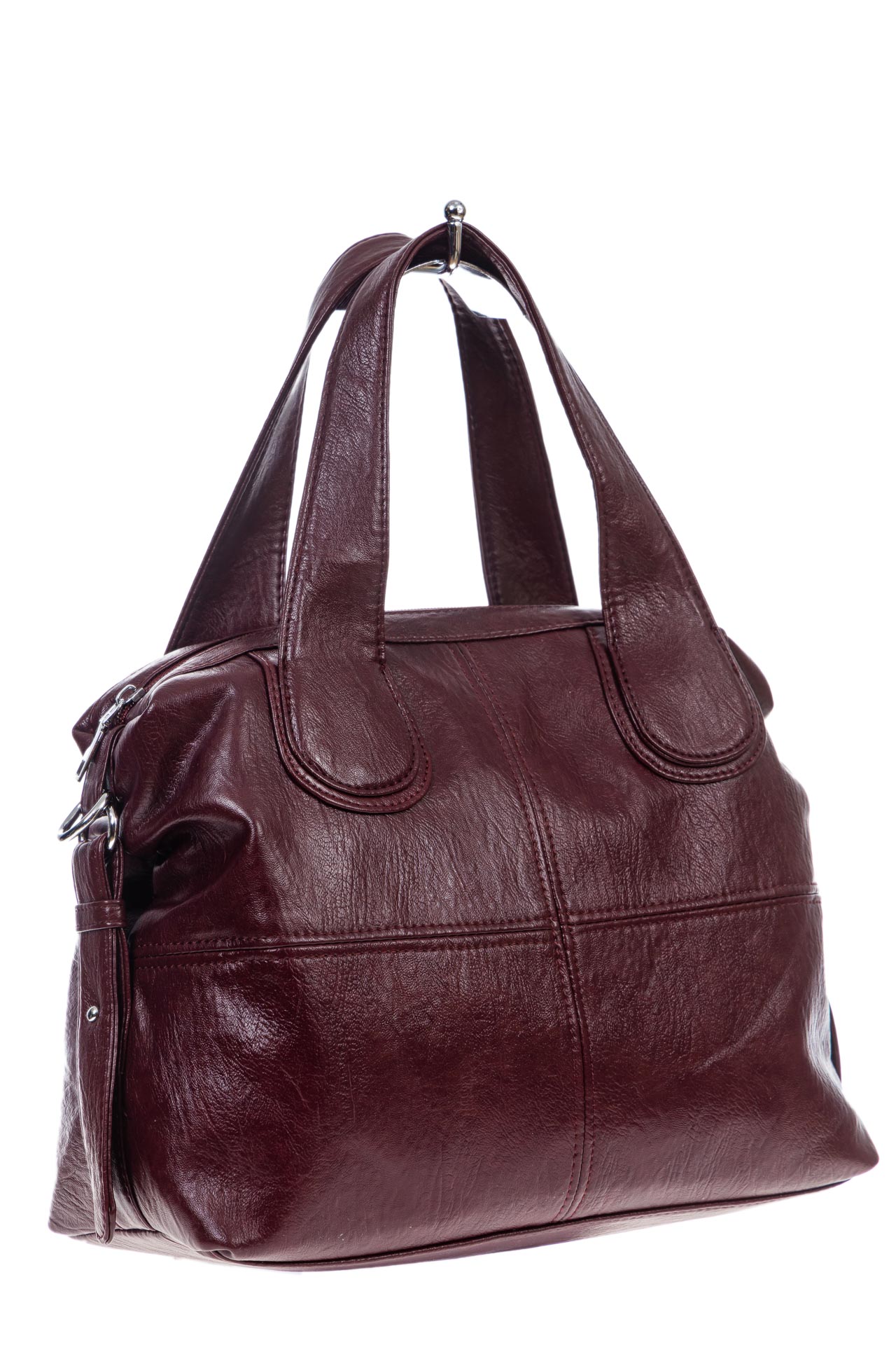 На фото 3 -  Женская классическая сумка из искусственной кожи, цвет винно-красный