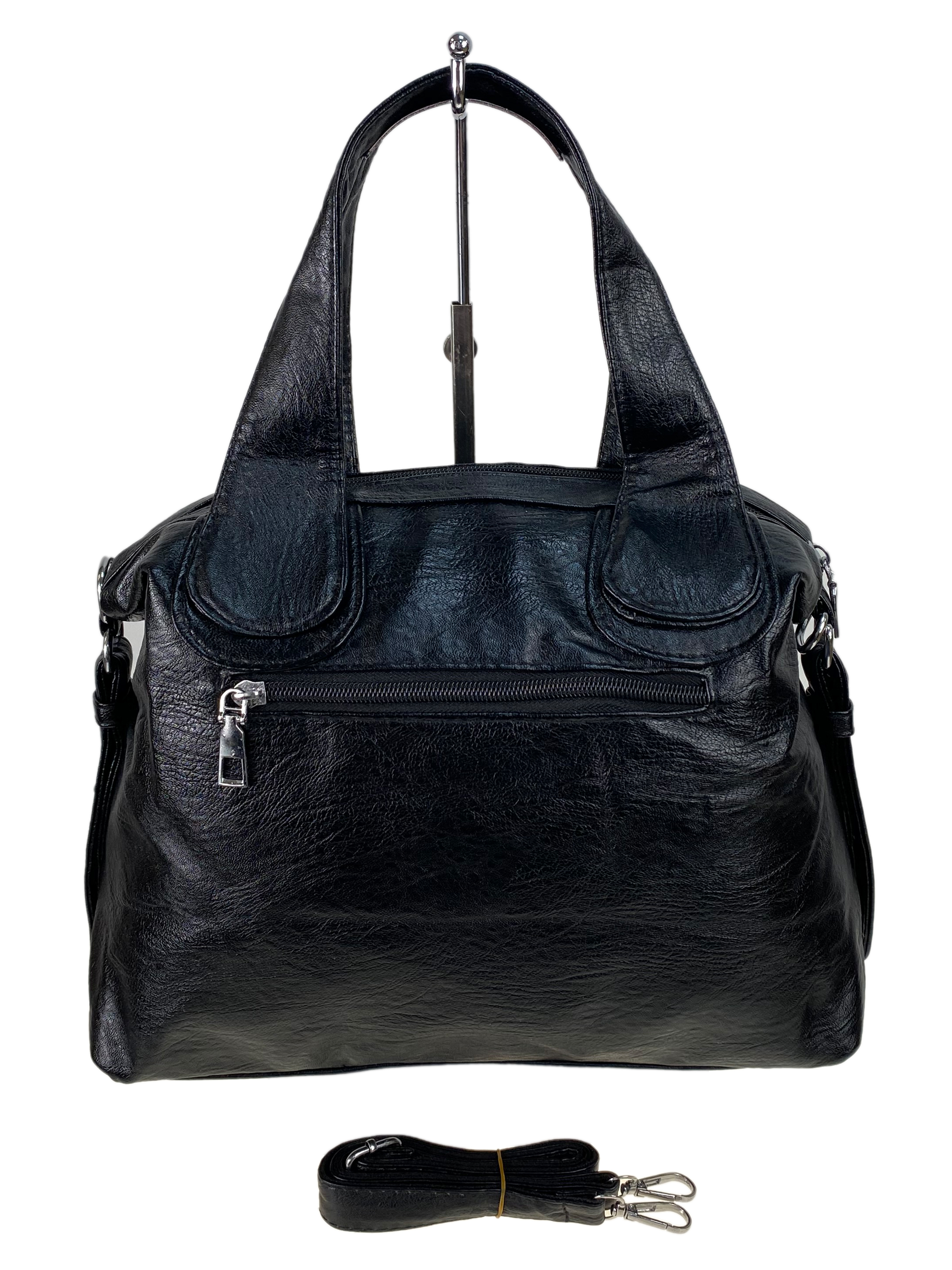 На фото 2 - Женская сумка из искусственной кожи цвет черный