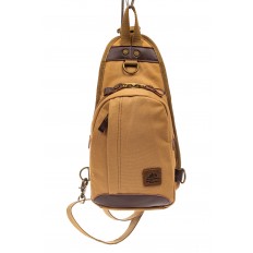 На фото 2 - Текстильный слинг-рюкзак для мужчин, цвет песочный