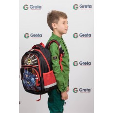 На фото 4 - Детский рюкзак для школы с принтом, цвет красный