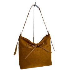 На фото 1 - Женская сумка из искусственной замши, цвет коричнево-рыжий