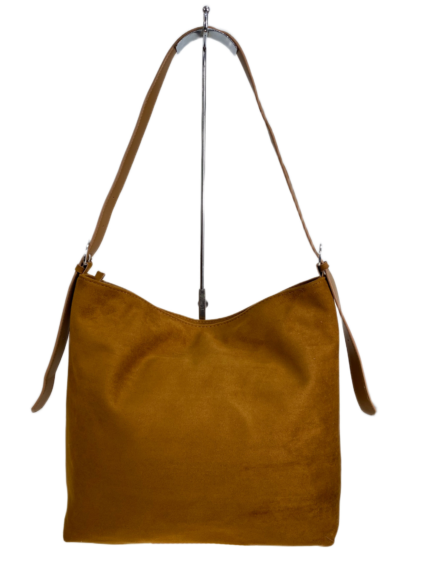 На фото 2 - Женская сумка из искусственной замши, цвет коричнево-рыжий