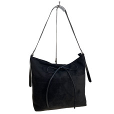 На фото 1 - Женская сумка из искусственной замши, цвет черный