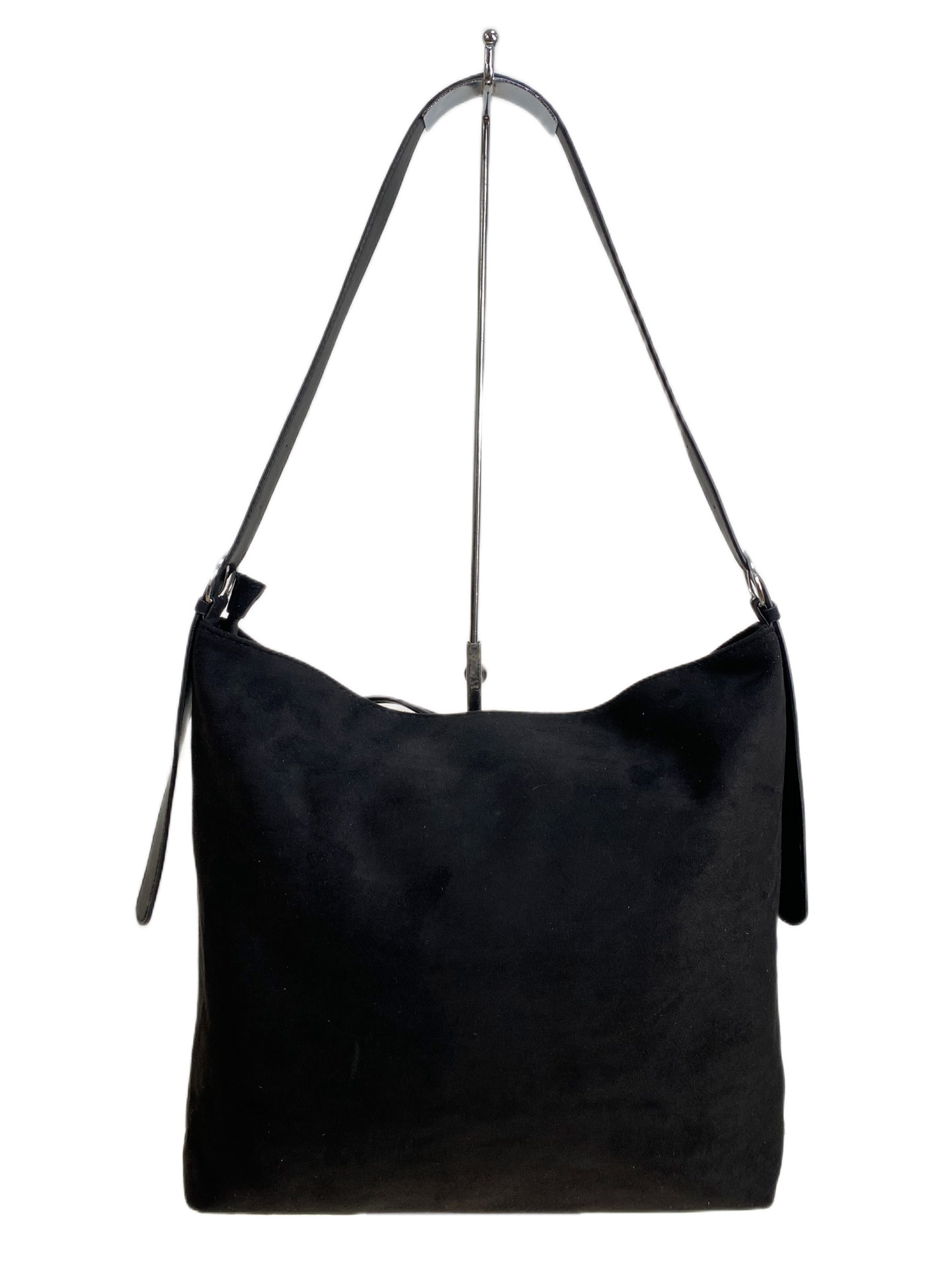 На фото 2 - Женская сумка из искусственной замши, цвет черный