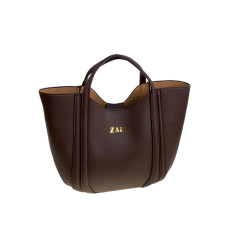 На фото 1 - Женская сумка из искусственной кожи, цвет шоколад