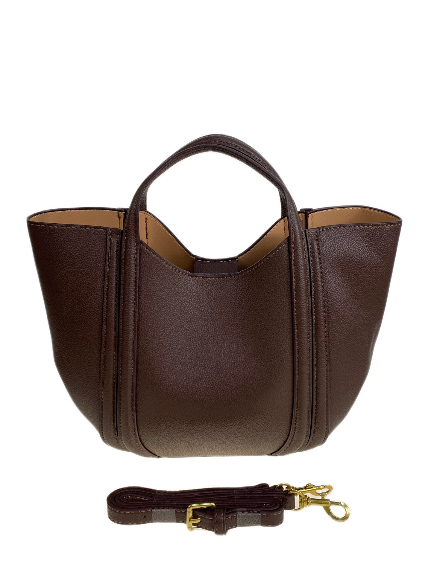 На фото 2 - Женская сумка из искусственной кожи, цвет шоколад