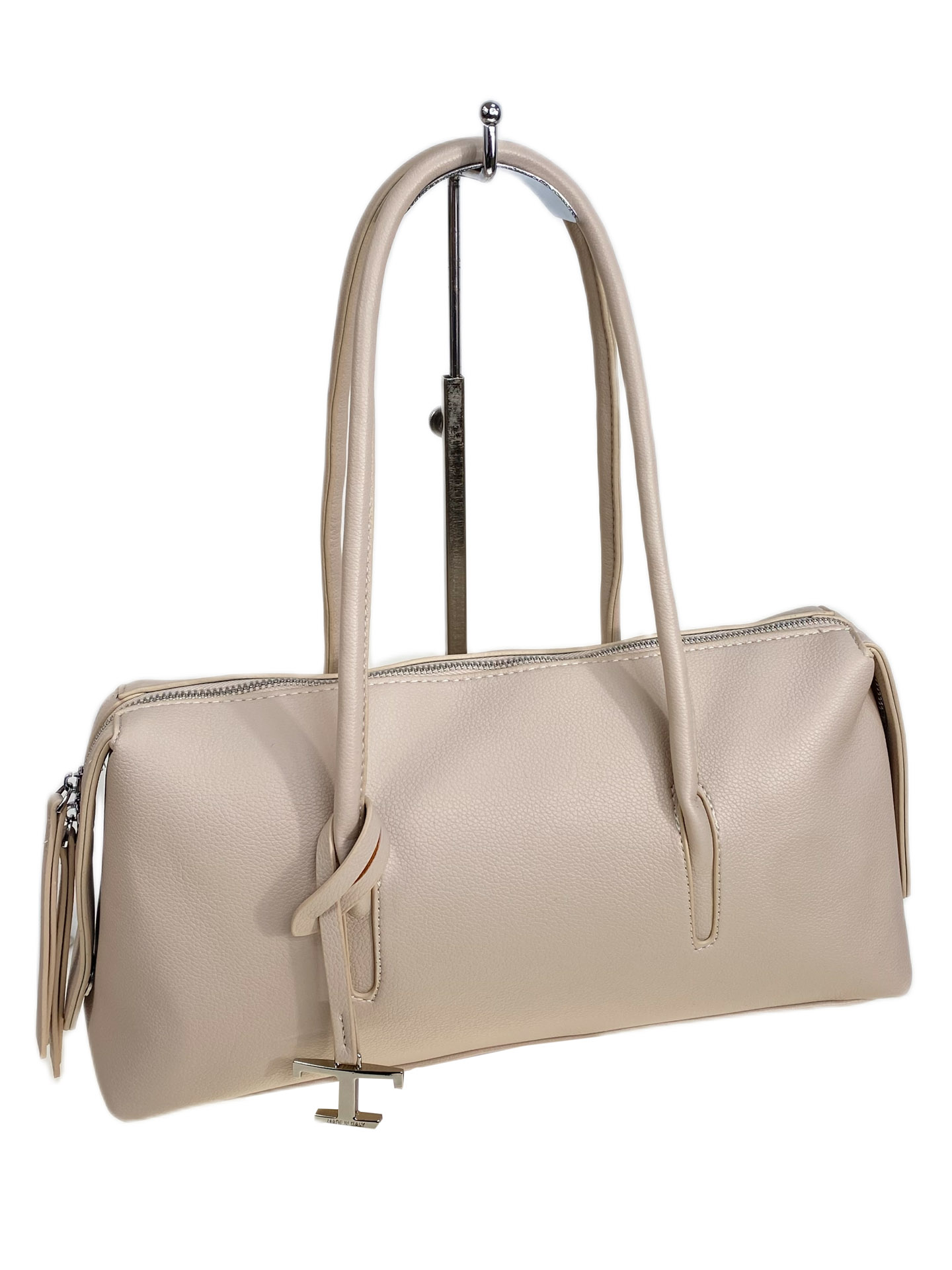 На фото 1 - Женская сумка из искусственной кожи, цвет молочно-бежевый