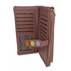 На фото 2 - Кошелёк- клатч из искусственной кожи с разноцветными кнопками, цвет пудра