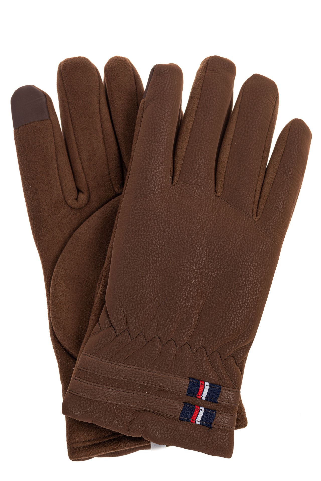 На фото 1 - Утепленные перчатки мужские из велюра, цвет коричневый