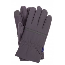 На фото 1 - Утепленные перчатки мужские из текстиля и велюра, цвет серый