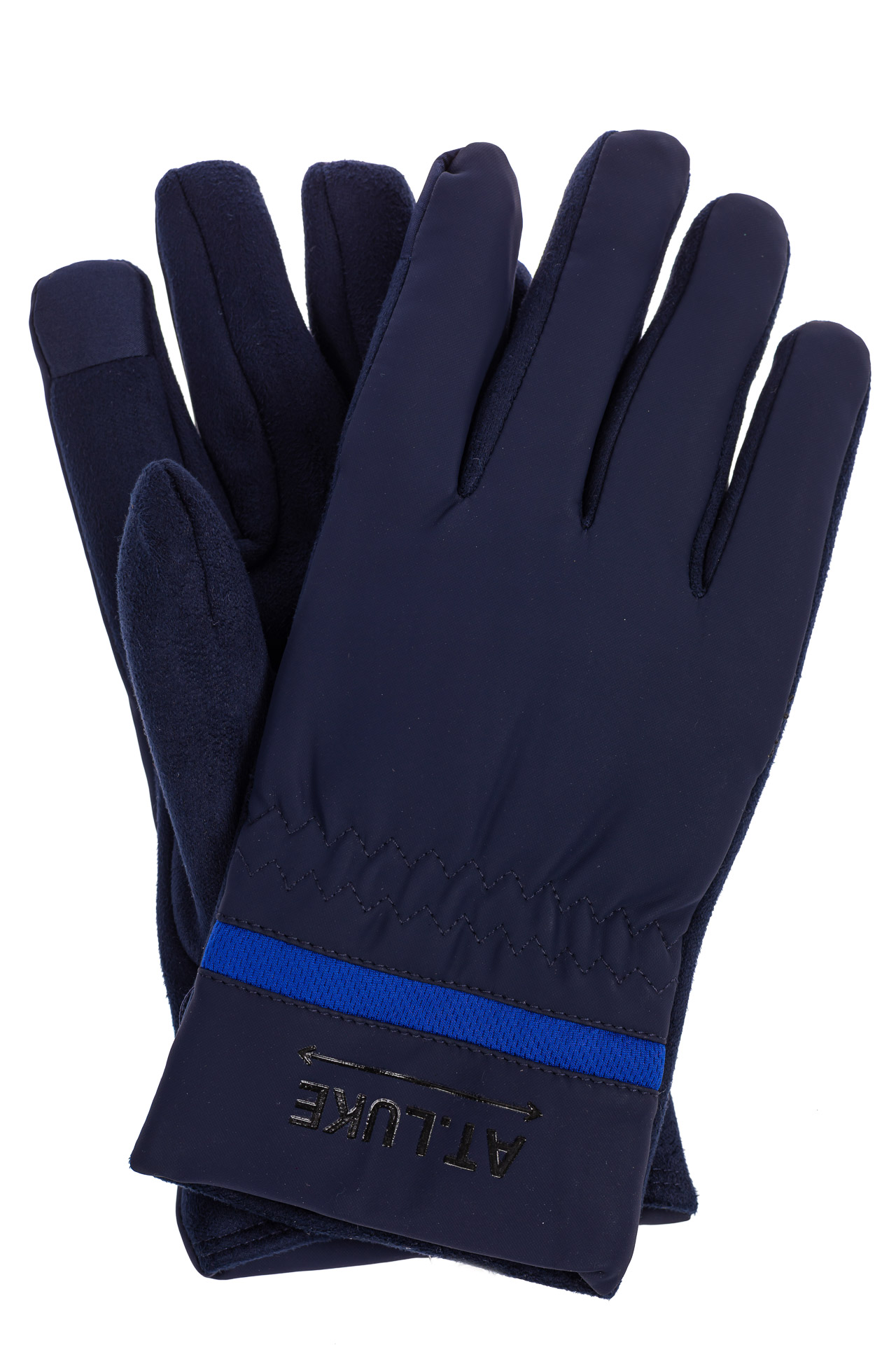 На фото 1 - Утепленные велюровые перчатки для мужчин, цвет синий