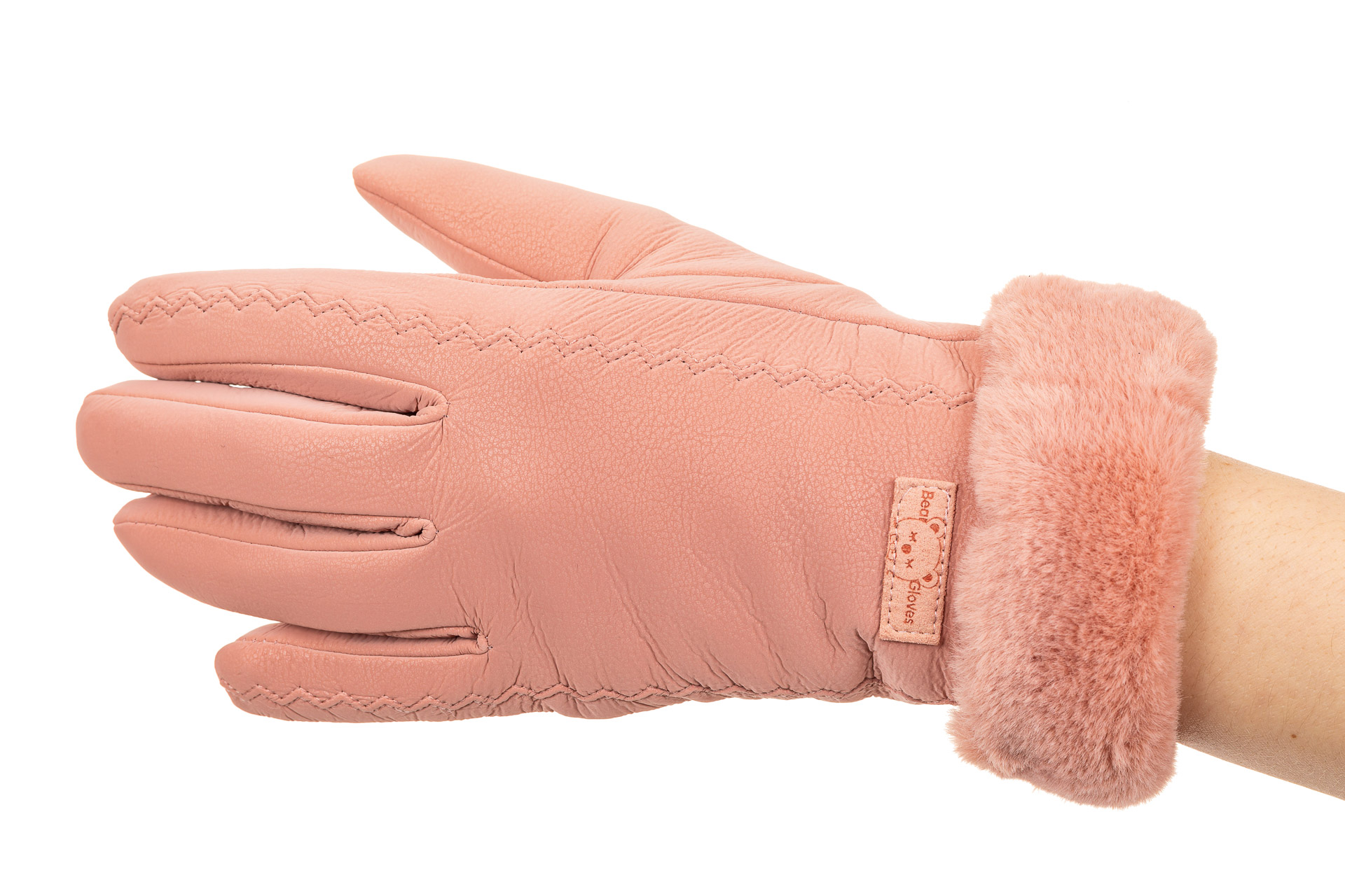 На фото 1 - Элегантные теплые перчатки для женщин, цвет розовый
