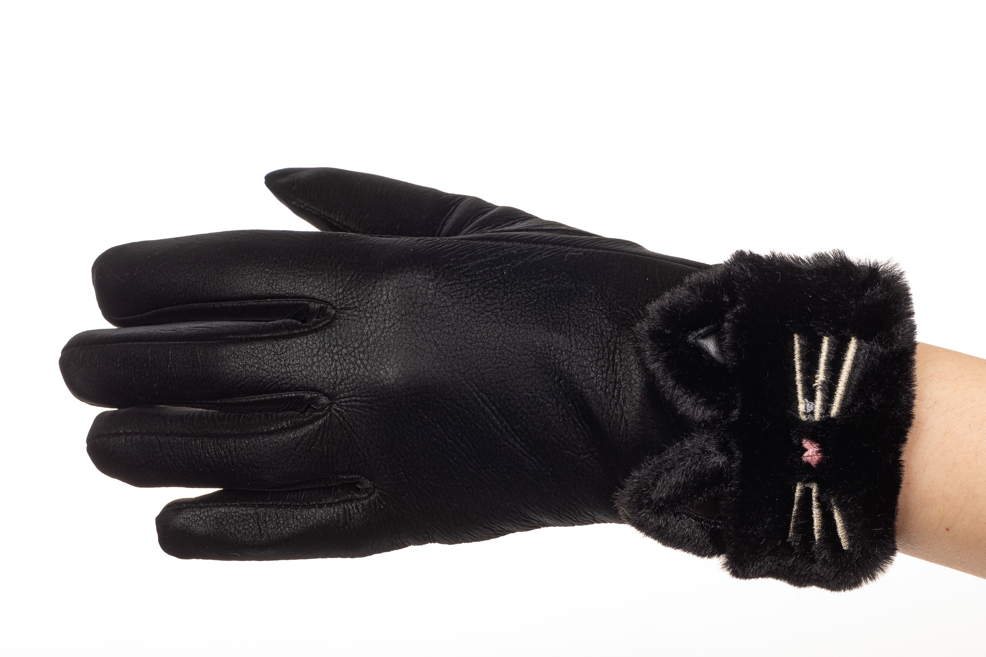На фото 1 - Удлиненные перчатки женские для зимы, цвет черный