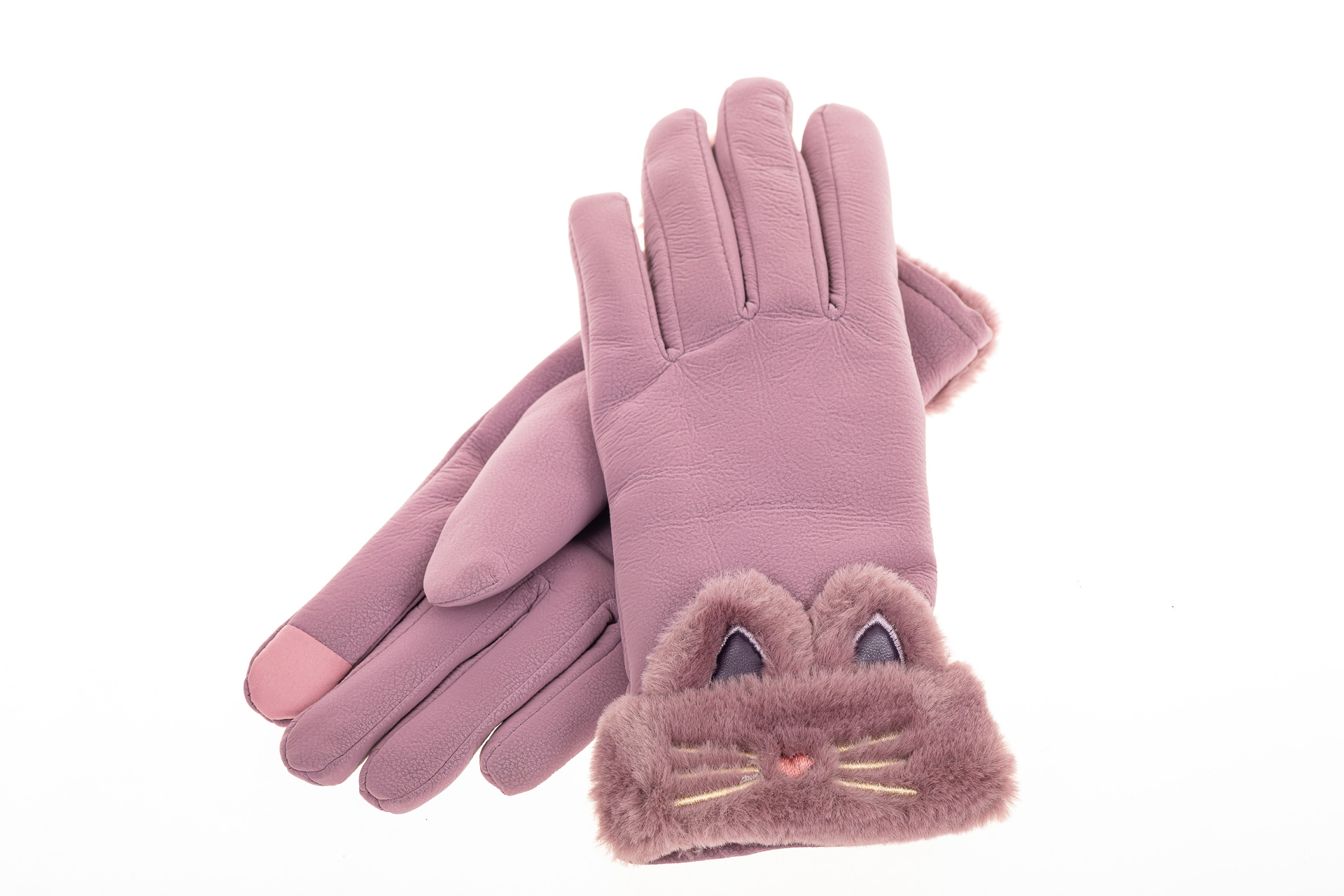 На фото 2 - Удлиненные перчатки женские для зимы, цвет сиреневый