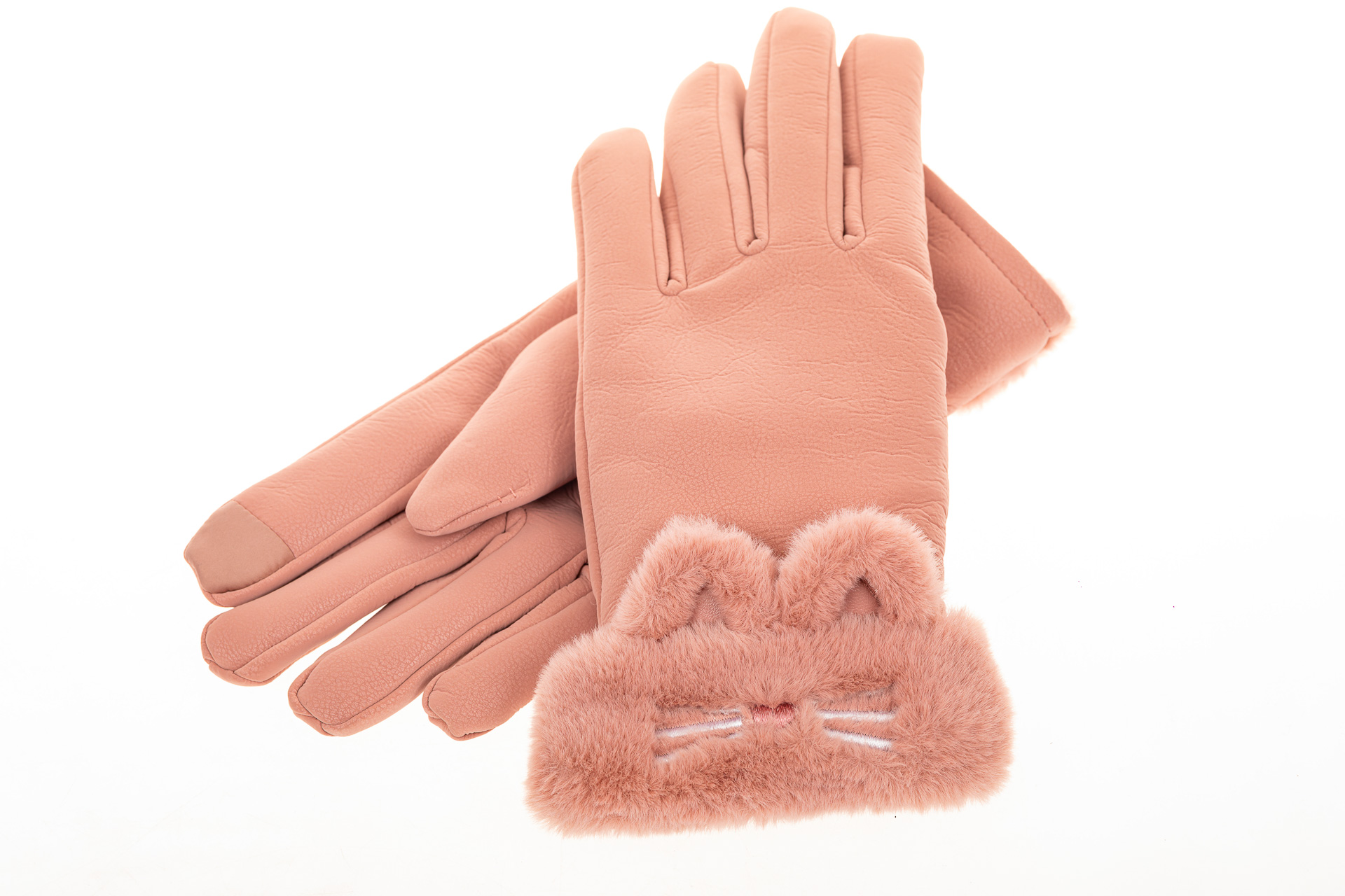 На фото 2 - Удлиненные перчатки женские для зимы, цвет розовый