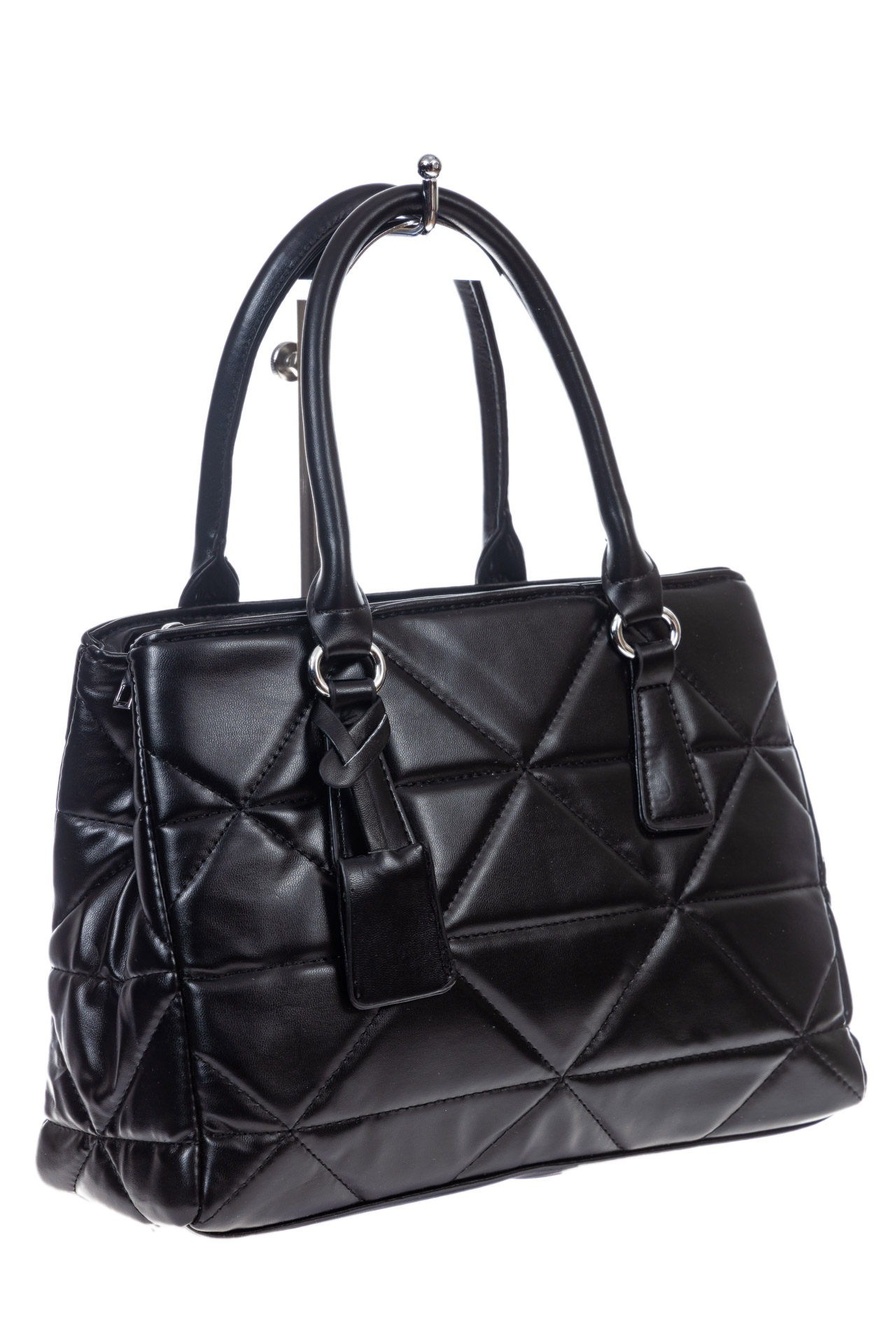 На фото 3 - Классическая женская сумка из искусственной кожи,цвет черный