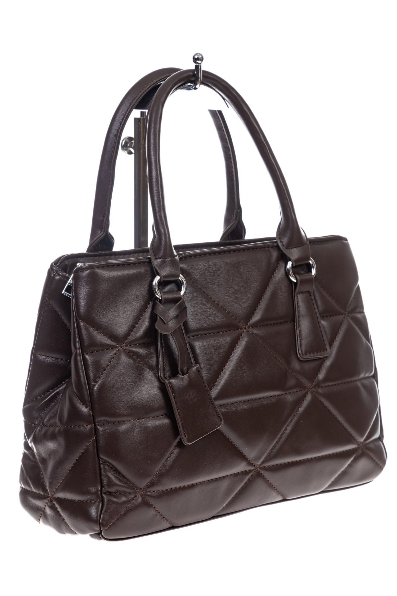 На фото 3 - Классическая женская сумка из искусственной кожи,цвет коричневый