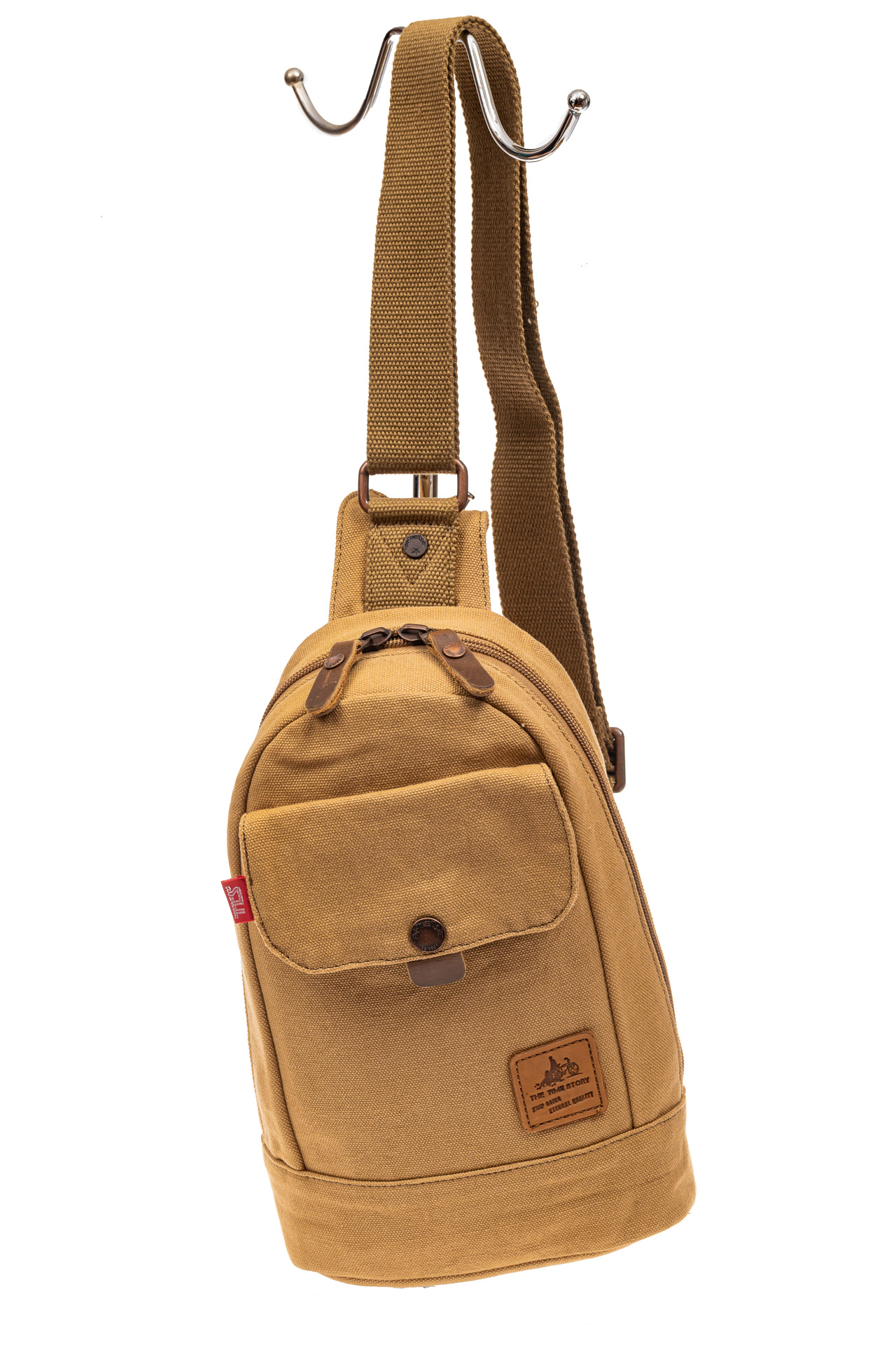 На фото 2 - Слинг-рюкзак для мужчин, цвет песочный