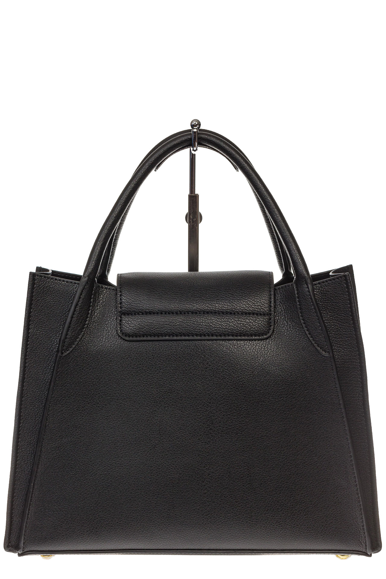 На фото 3 - Черная сумка трапеция из натуральной кожи