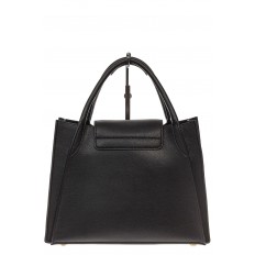 На фото 3 - Черная сумка трапеция из натуральной кожи