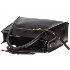 На фото 4 - Черная сумка трапеция из натуральной кожи