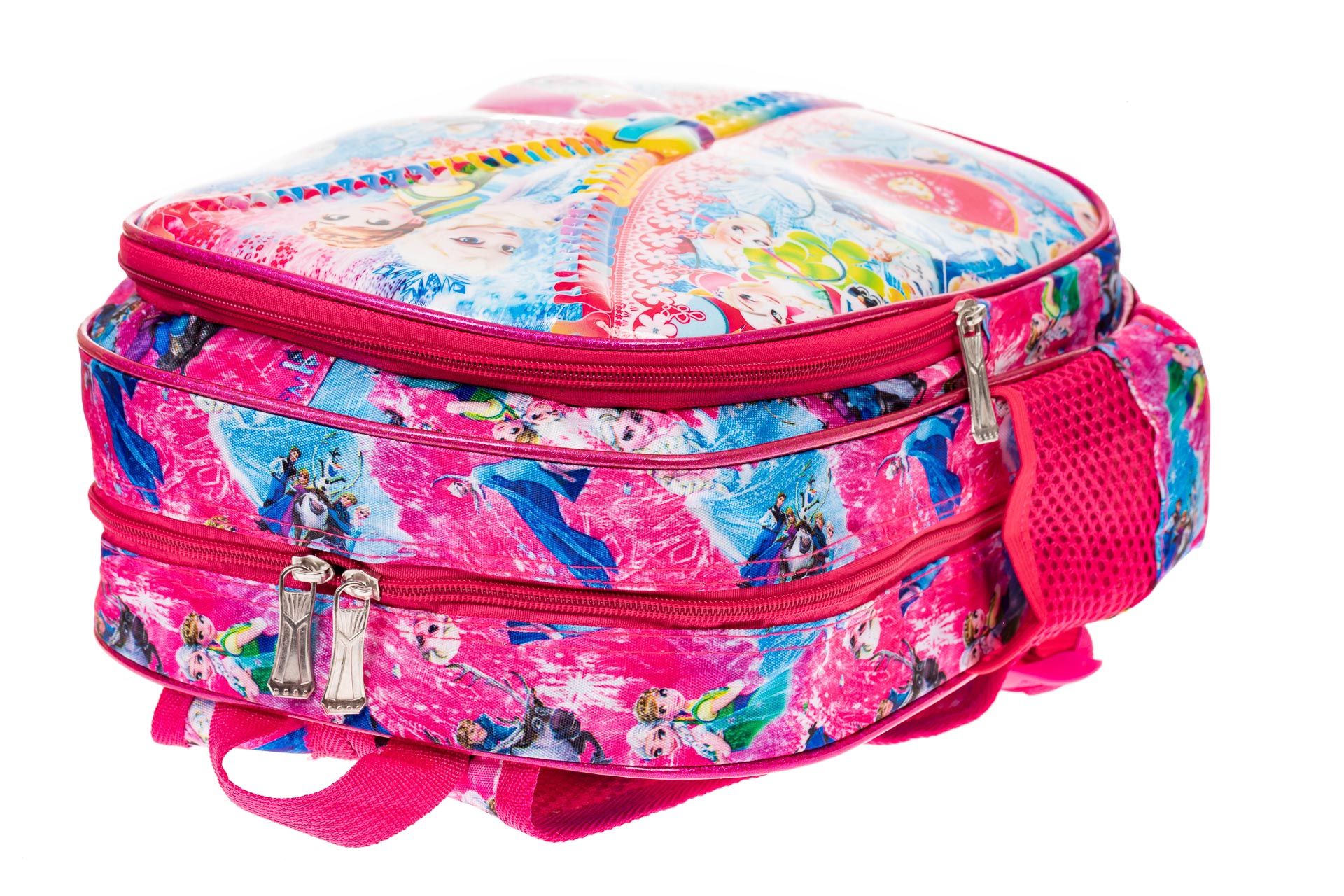На фото 3 - Детский рюкзак из текстиля с ярким принтом, цвет розовый