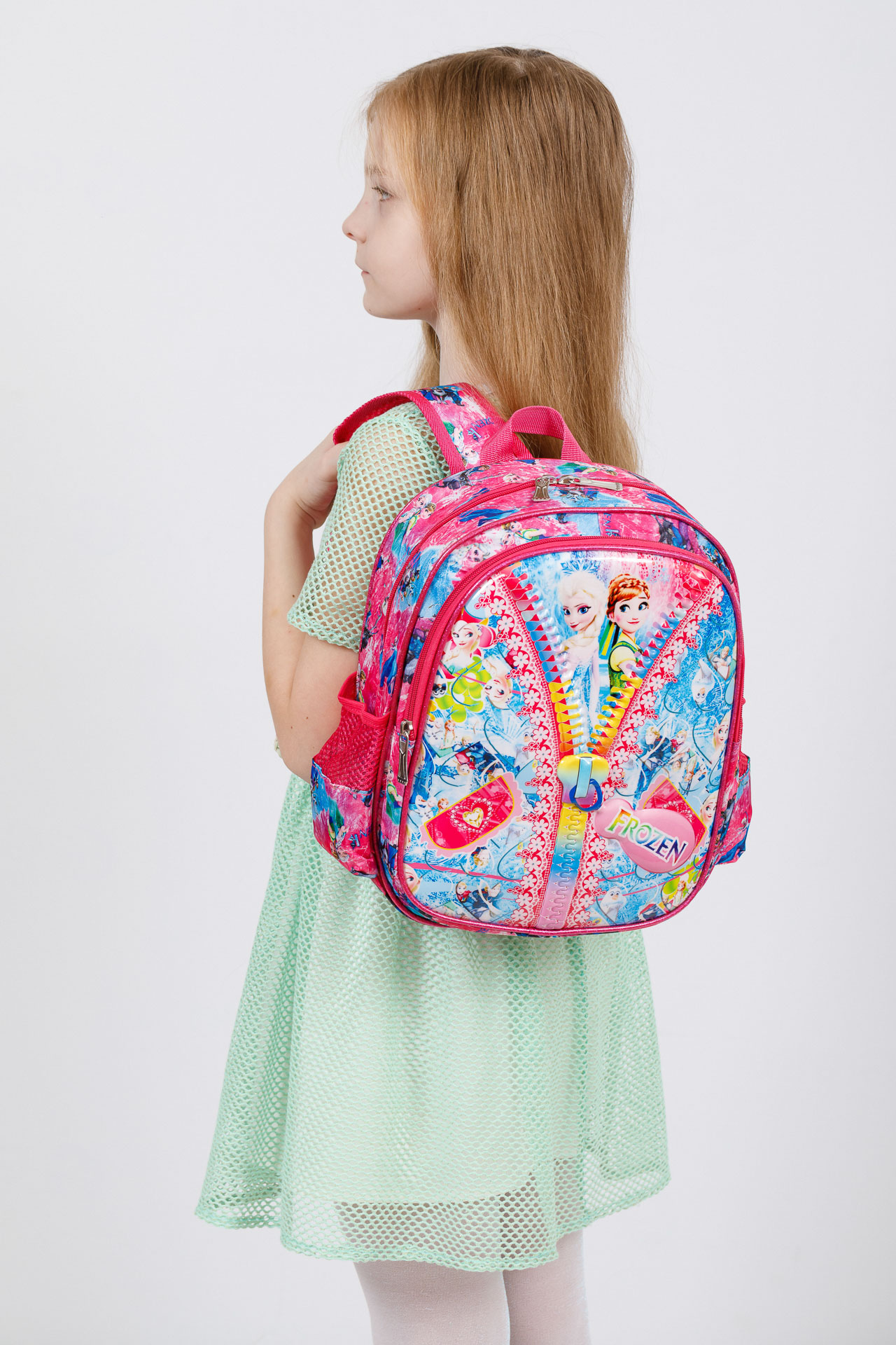 На фото 4 - Детский рюкзак из текстиля с ярким принтом, цвет розовый