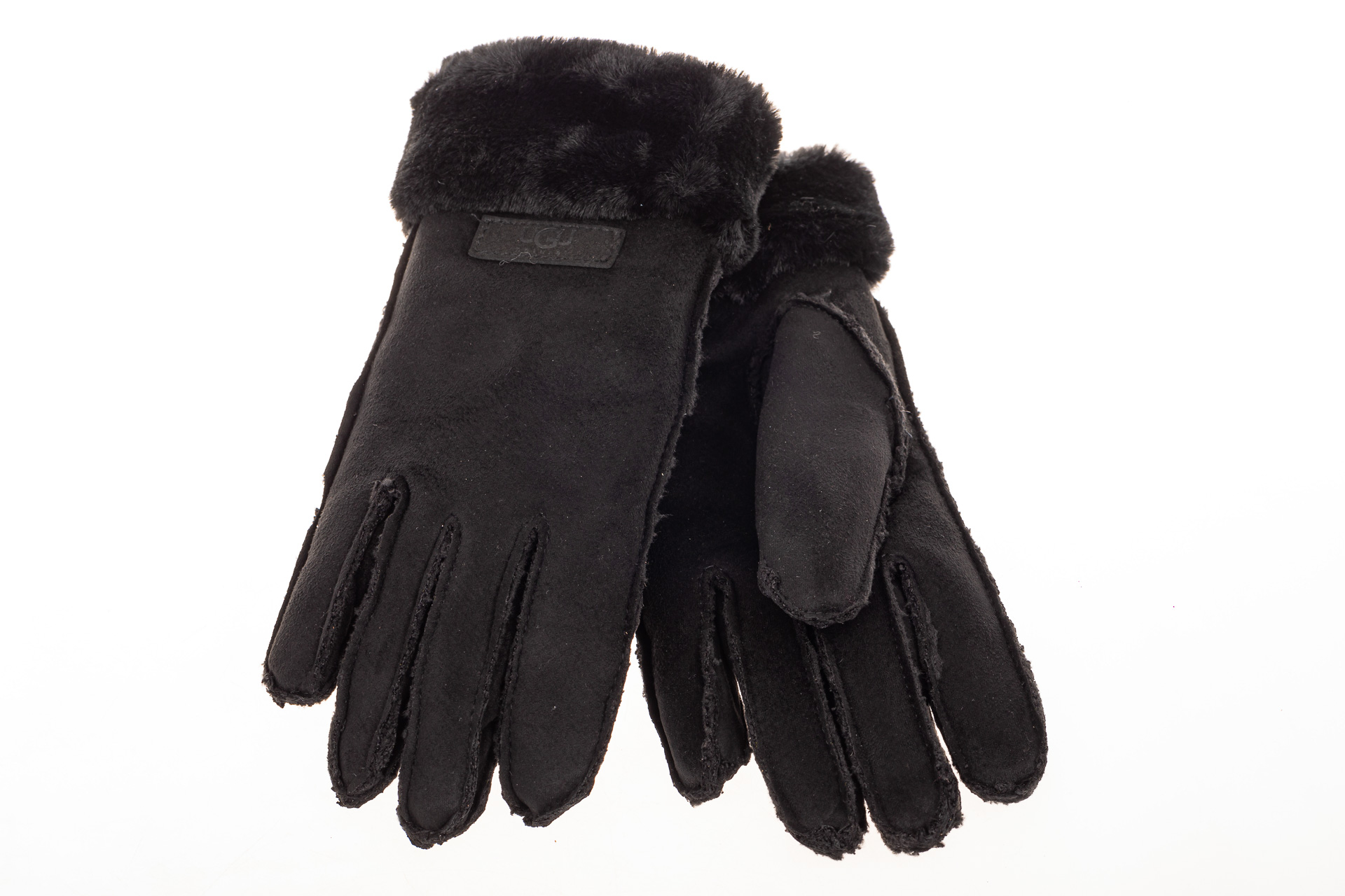 На фото 2 - Кроеные утепленные перчатки женские из велюра, цвет черный
