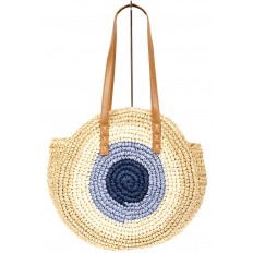 На фото 2 - Большая круглая плетеная сумка из джута, цвет бежевый