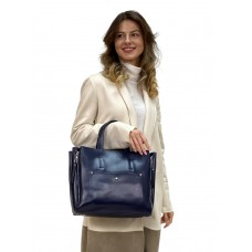 На фото 1 - Женская сумка из натуральной кожи, цвет синий