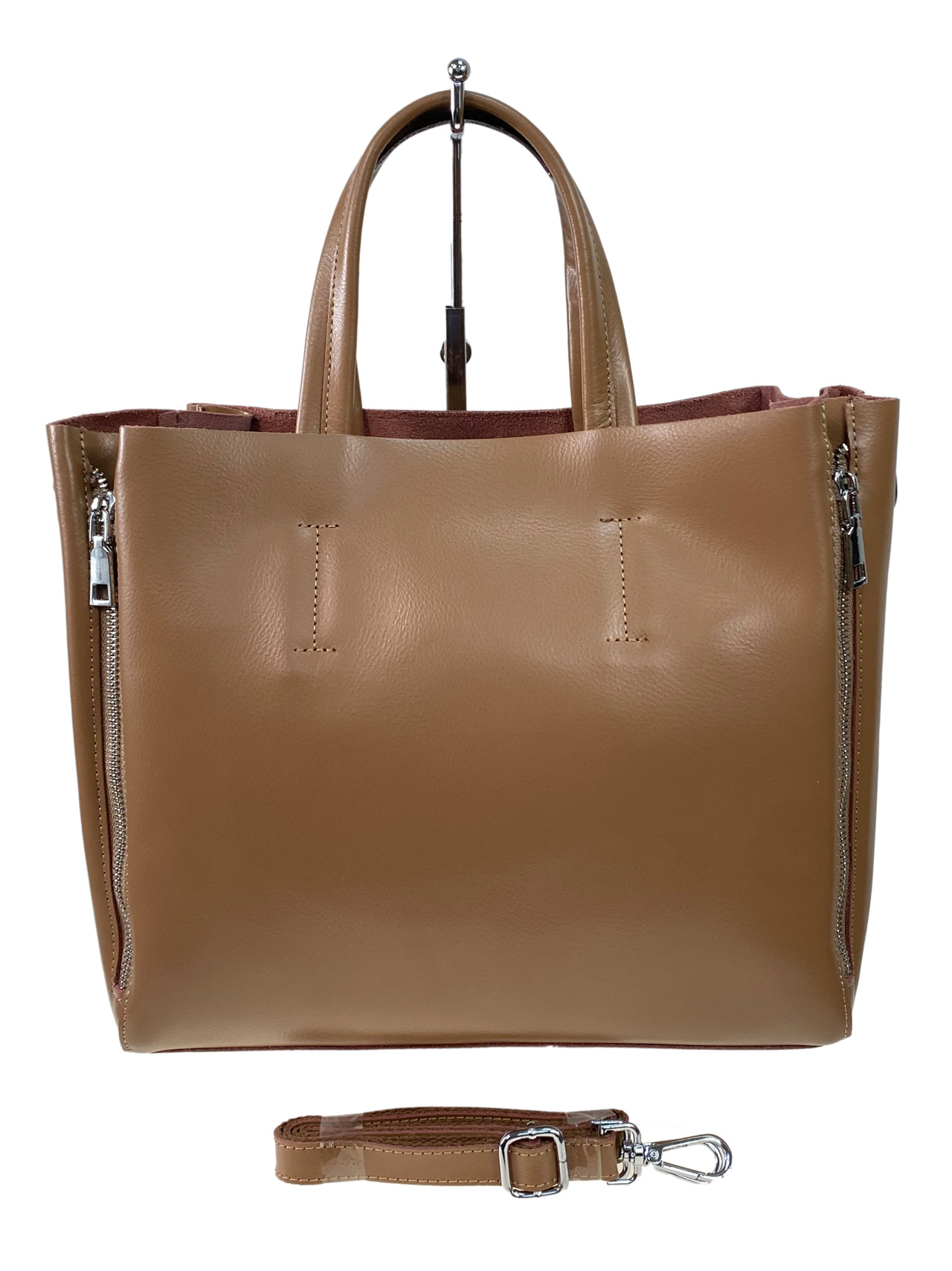 На фото 2 - Женская сумка из натуральной кожи, цвет коричневый 