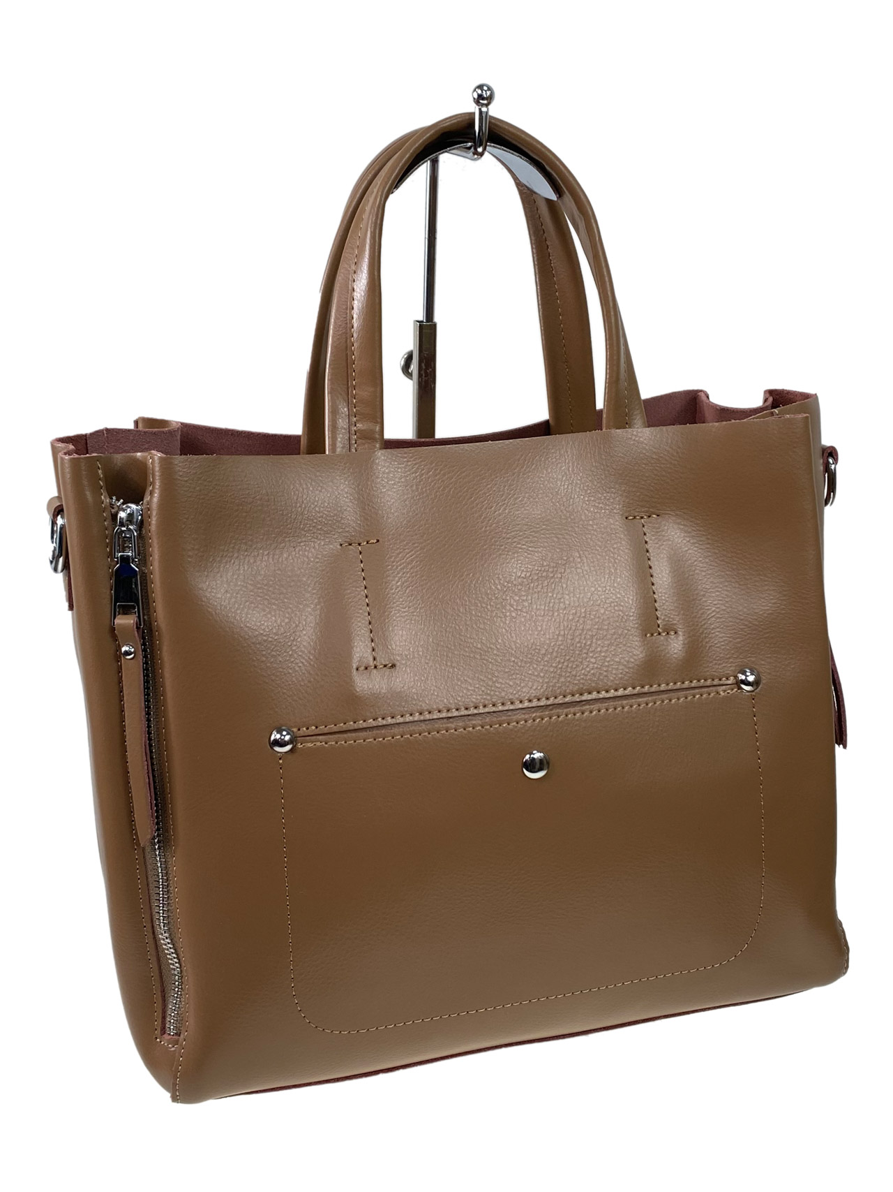 На фото 3 - Женская сумка из натуральной кожи, цвет коричневый 