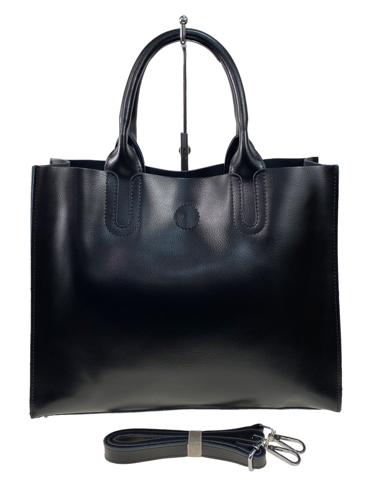 На фото 2 - Женская сумка из натуральной кожи, цвет черный 