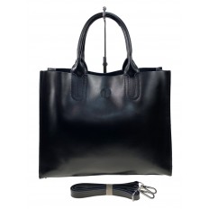 На фото 2 - Женская сумка из натуральной кожи, цвет черный 