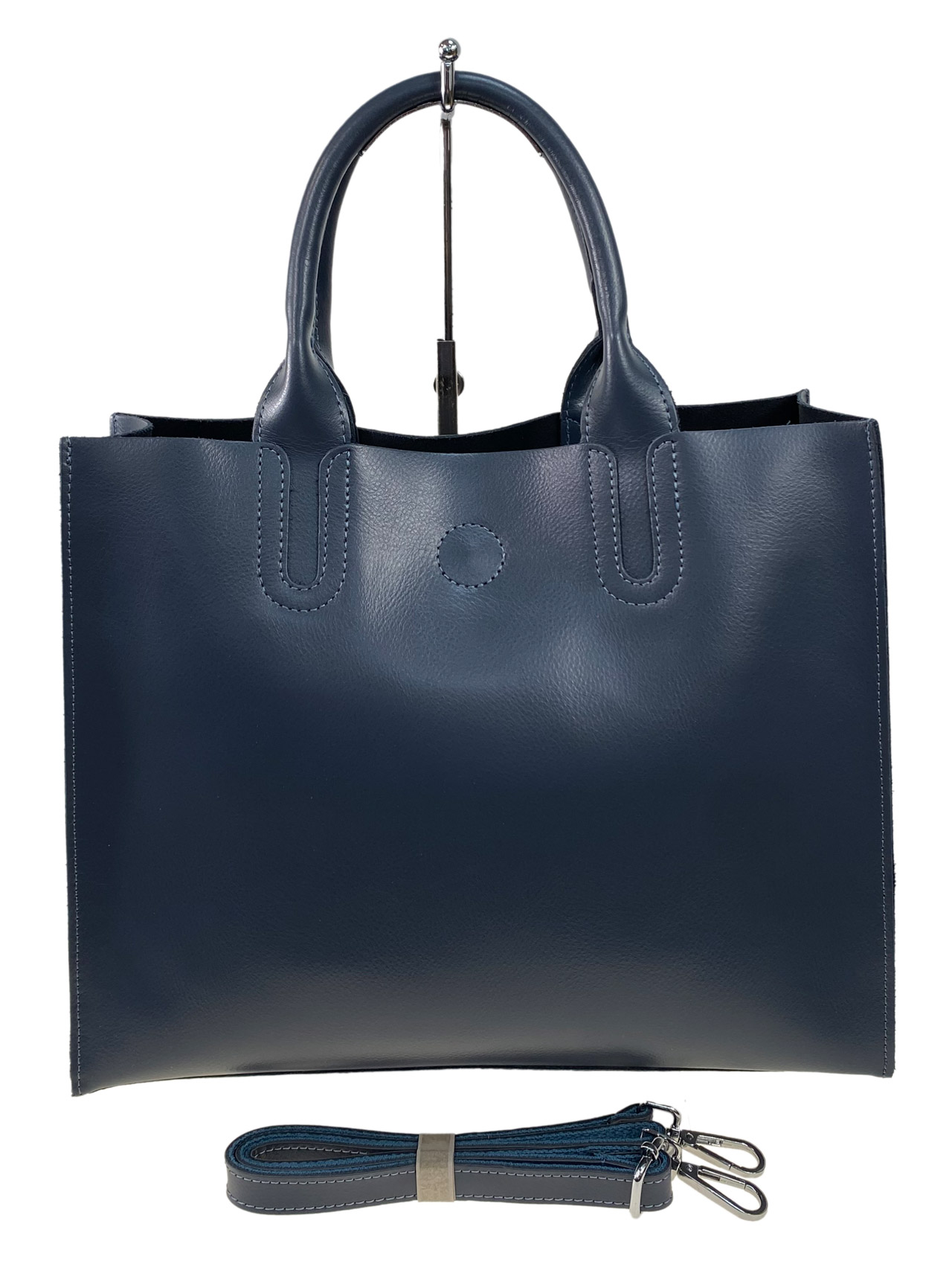 На фото 2 - Женская сумка из натуральной кожи, цвет темно синий