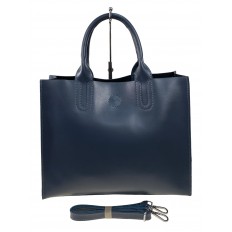 На фото 2 - Женская сумка из натуральной кожи, цвет темно синий