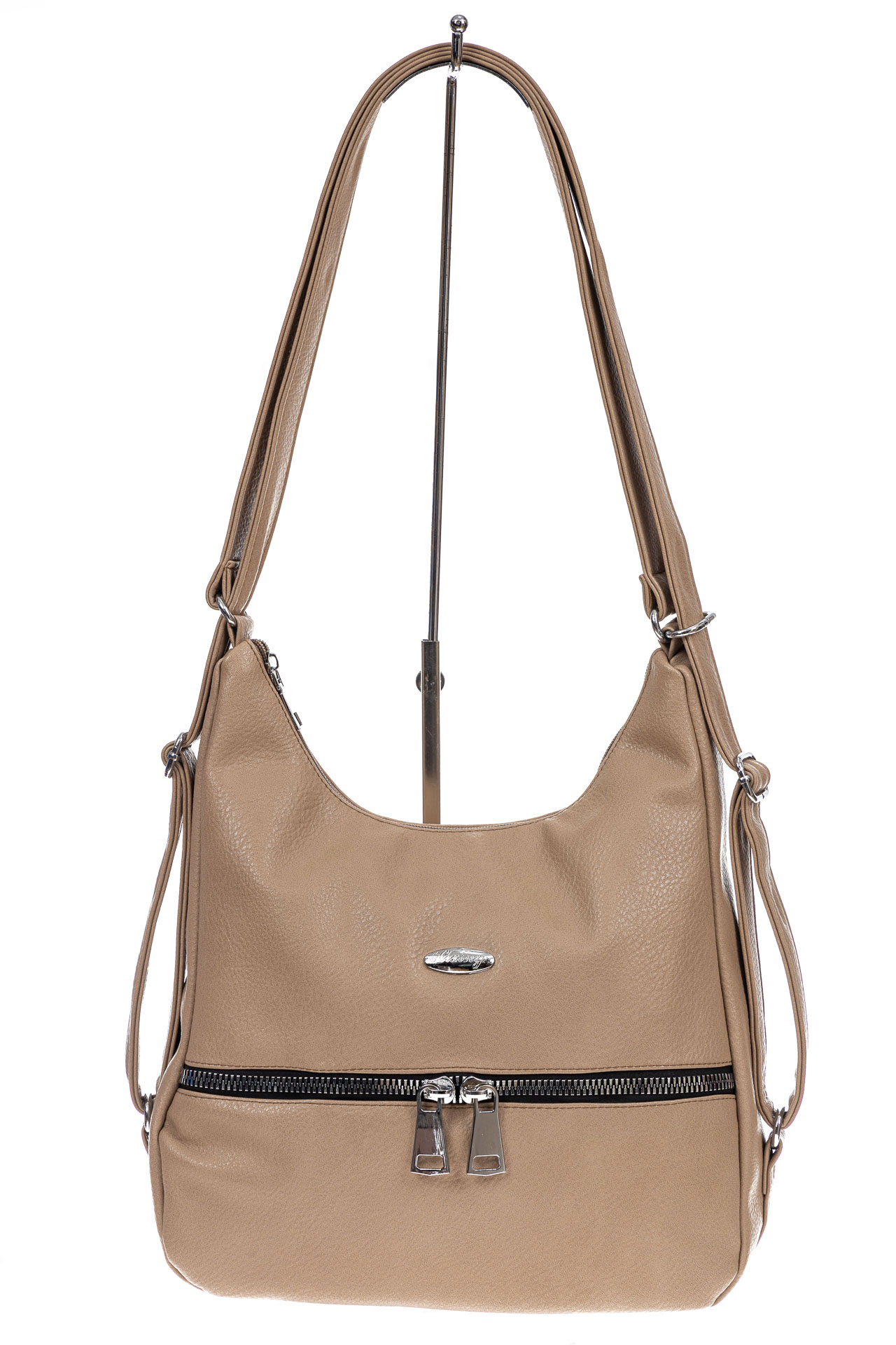 На фото 2 - Женская сумка хобо из искусственной кожи, цвет  коричневый
