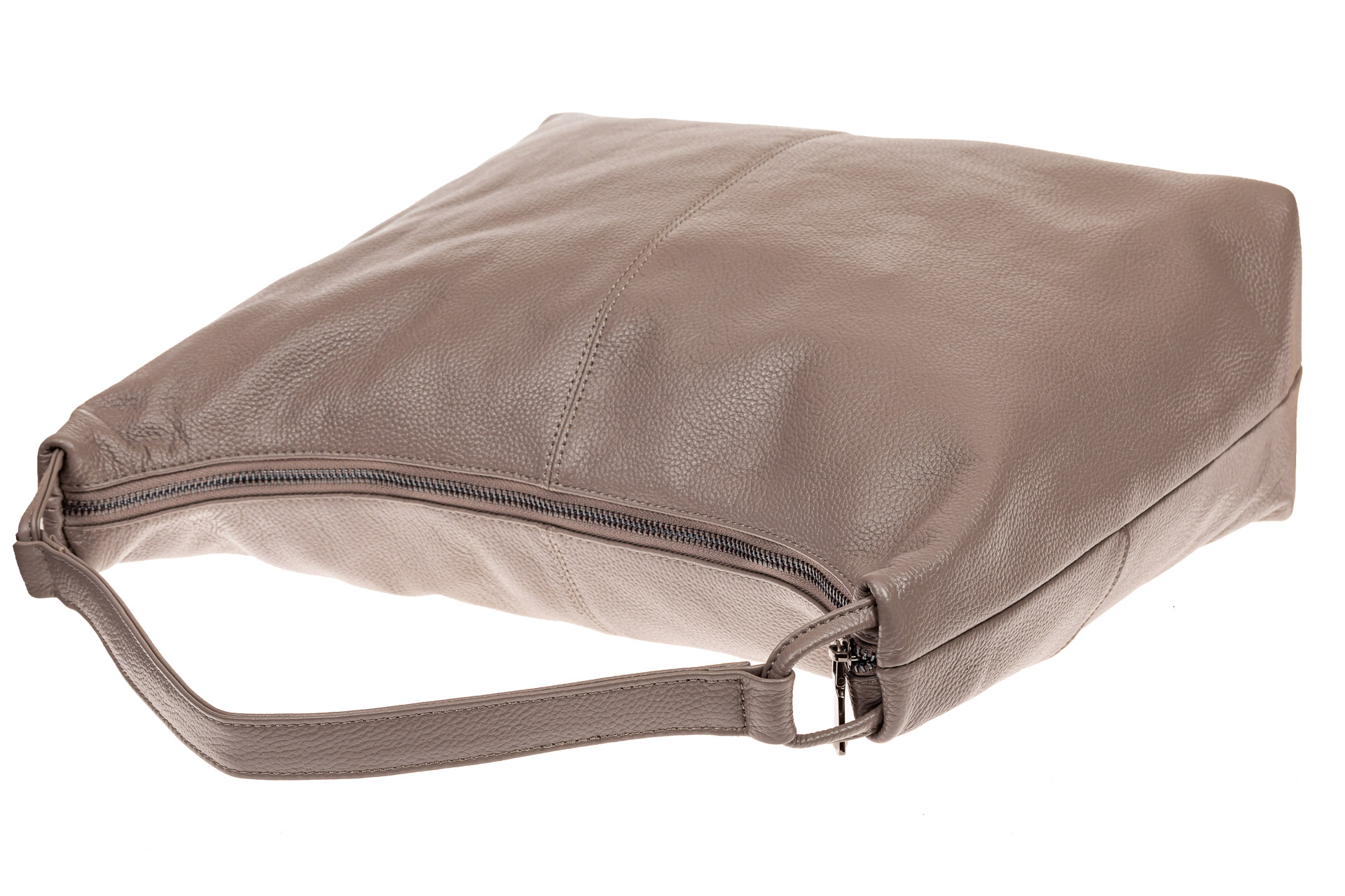 На фото 3 - Большая женская сумка из натуральной кожи, цвет бежевый