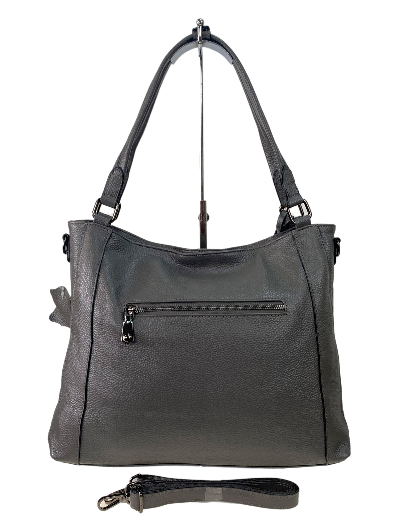 На фото 3 - Женская сумка  из натуральной кожи, цвет  серый