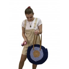 На фото 3 - Плетеная сумка из джута , цвет синий