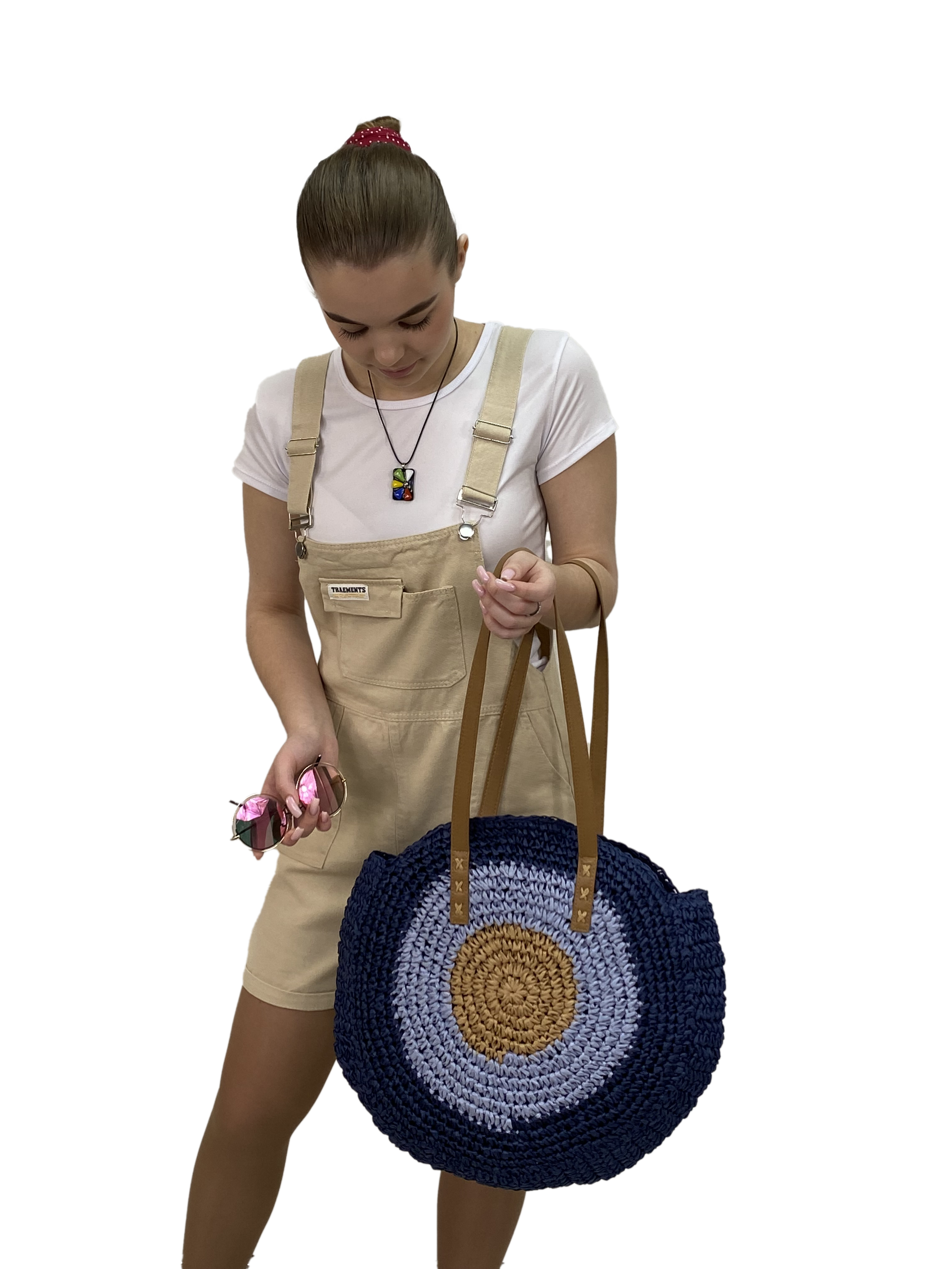На фото 3 - Плетеная сумка из джута , цвет синий