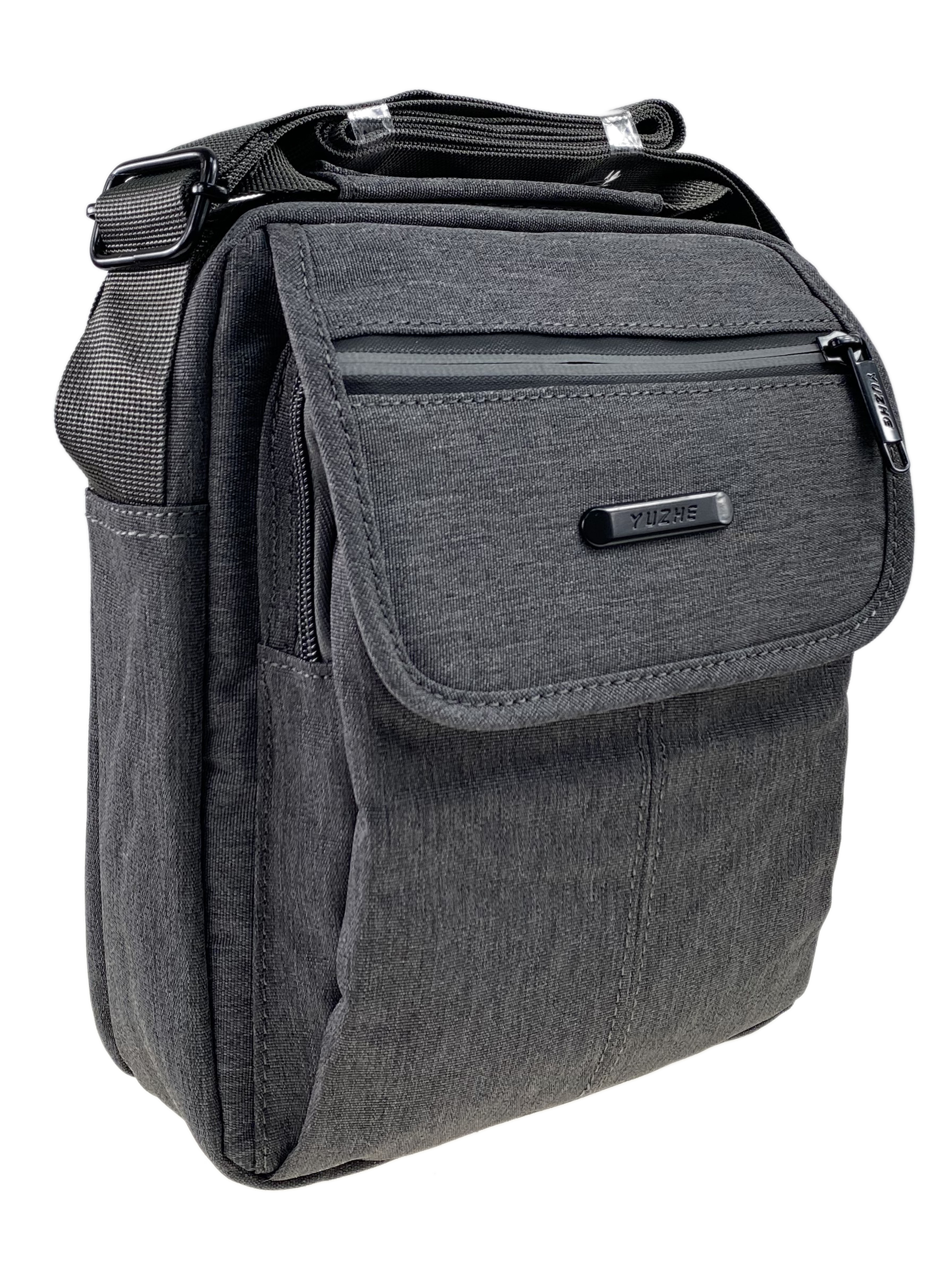 На фото 1 - Мужская сумка  из текстиля, цвет серый