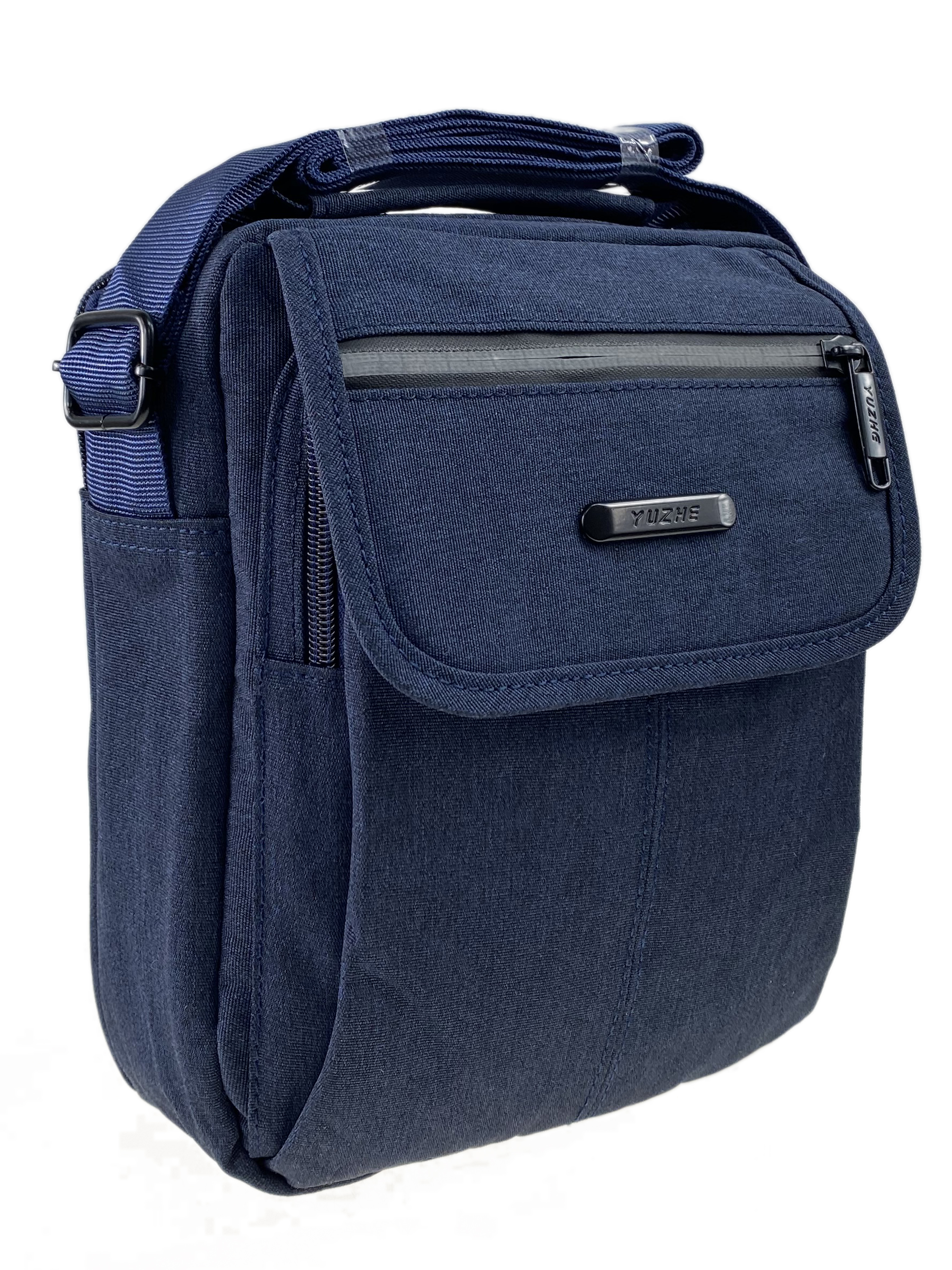 На фото 1 - Мужская сумка  из текстиля, цвет синий
