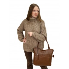 На фото 2 - Женская сумка из натуральной кожи, цвет  коричневый