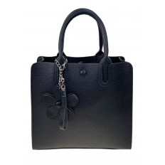 На фото 2 - Женская сумка из искусственной кожи, цвет черный 