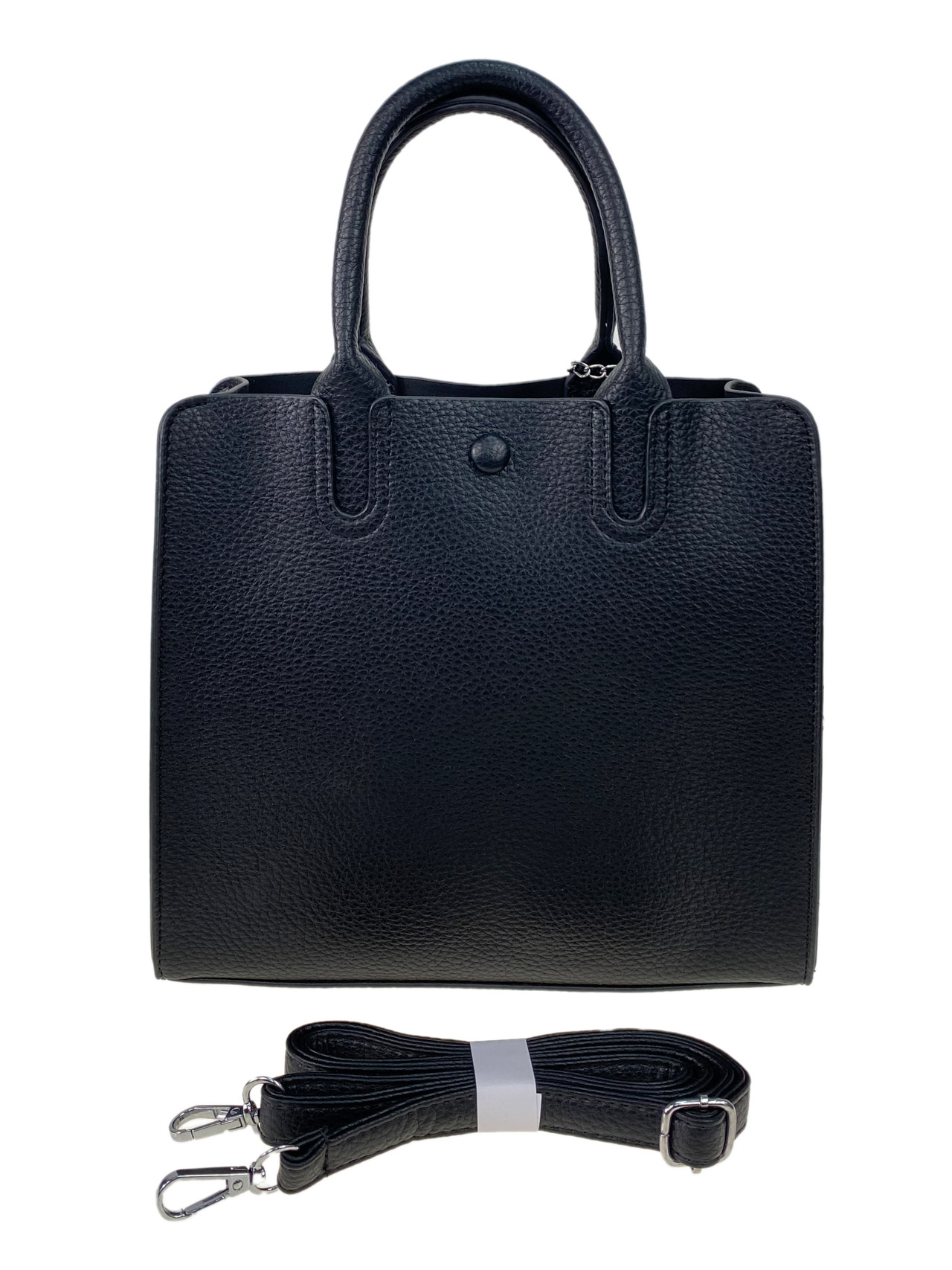 На фото 3 - Женская сумка из искусственной кожи, цвет черный 