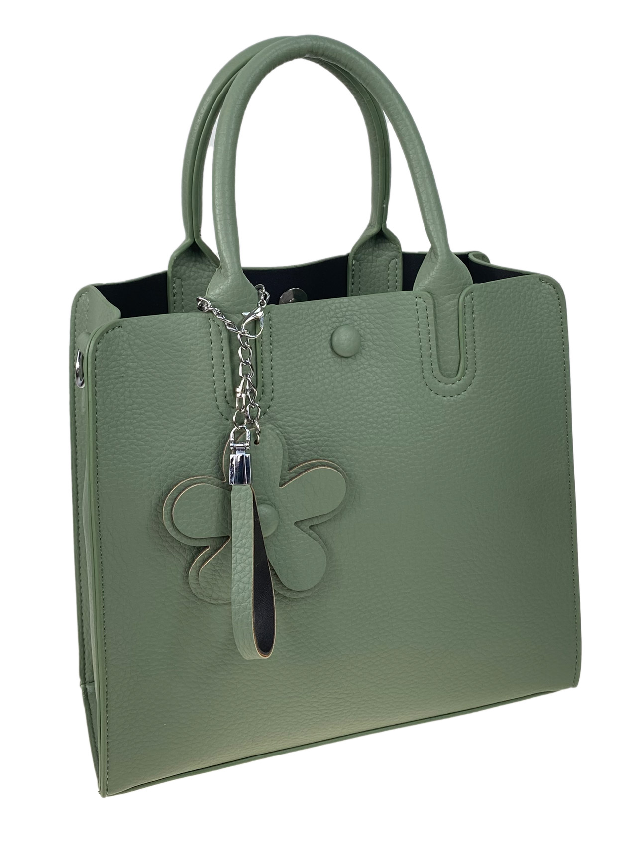 На фото 1 - Женская сумка из искусственной кожи, цвет светло зеленый