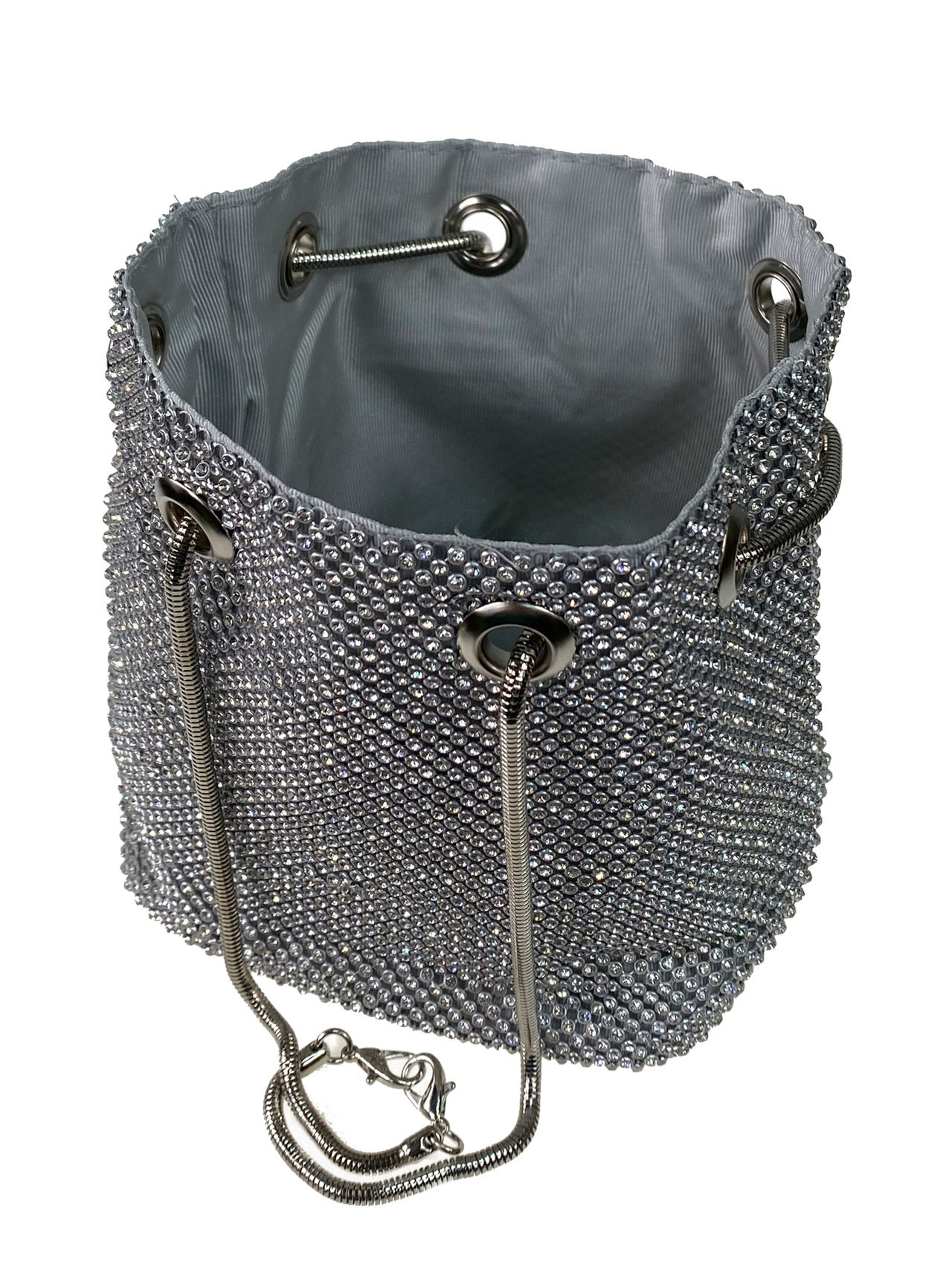 На фото 1 - Вечерняя сумочка со стразами, цвет серебро