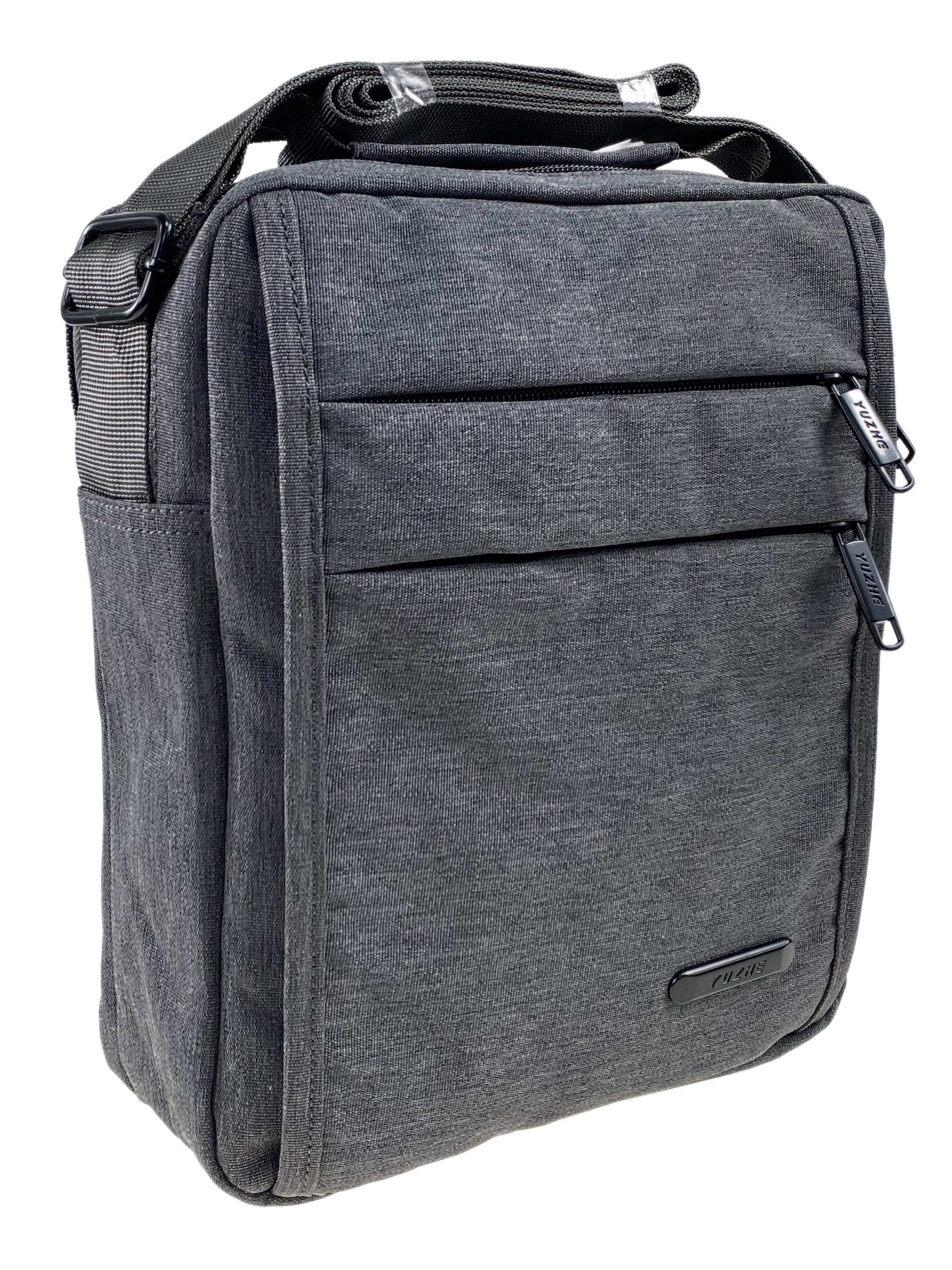 На фото 1 - Мужская сумка  из текстиля, цвет серый